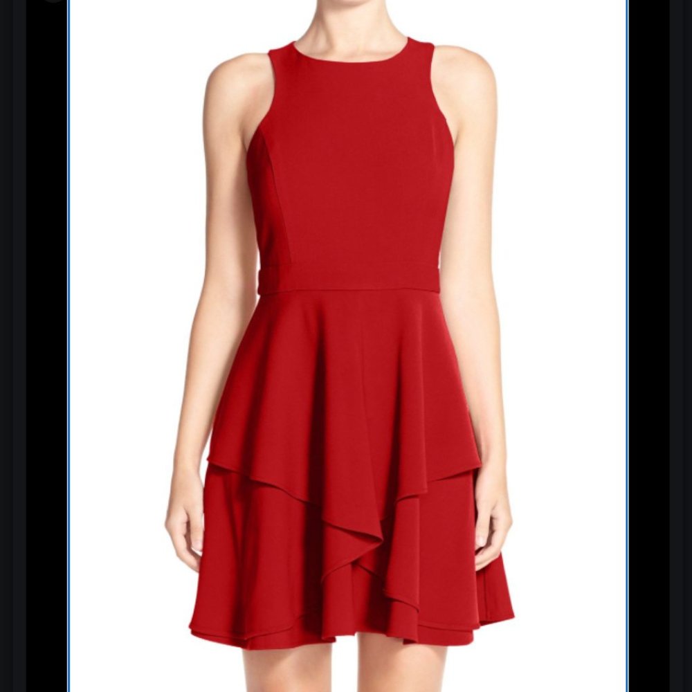 Adelyn Rae Gabardine Fit & Flare Dress